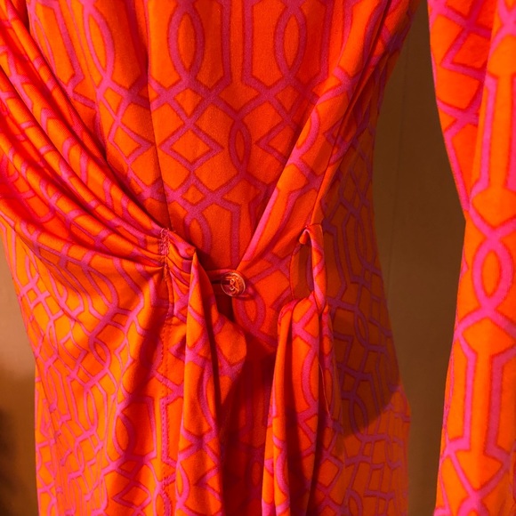 NWT Charlie Paige Wrap Dress, Small, Pink & Orange - Picture 8 of 9